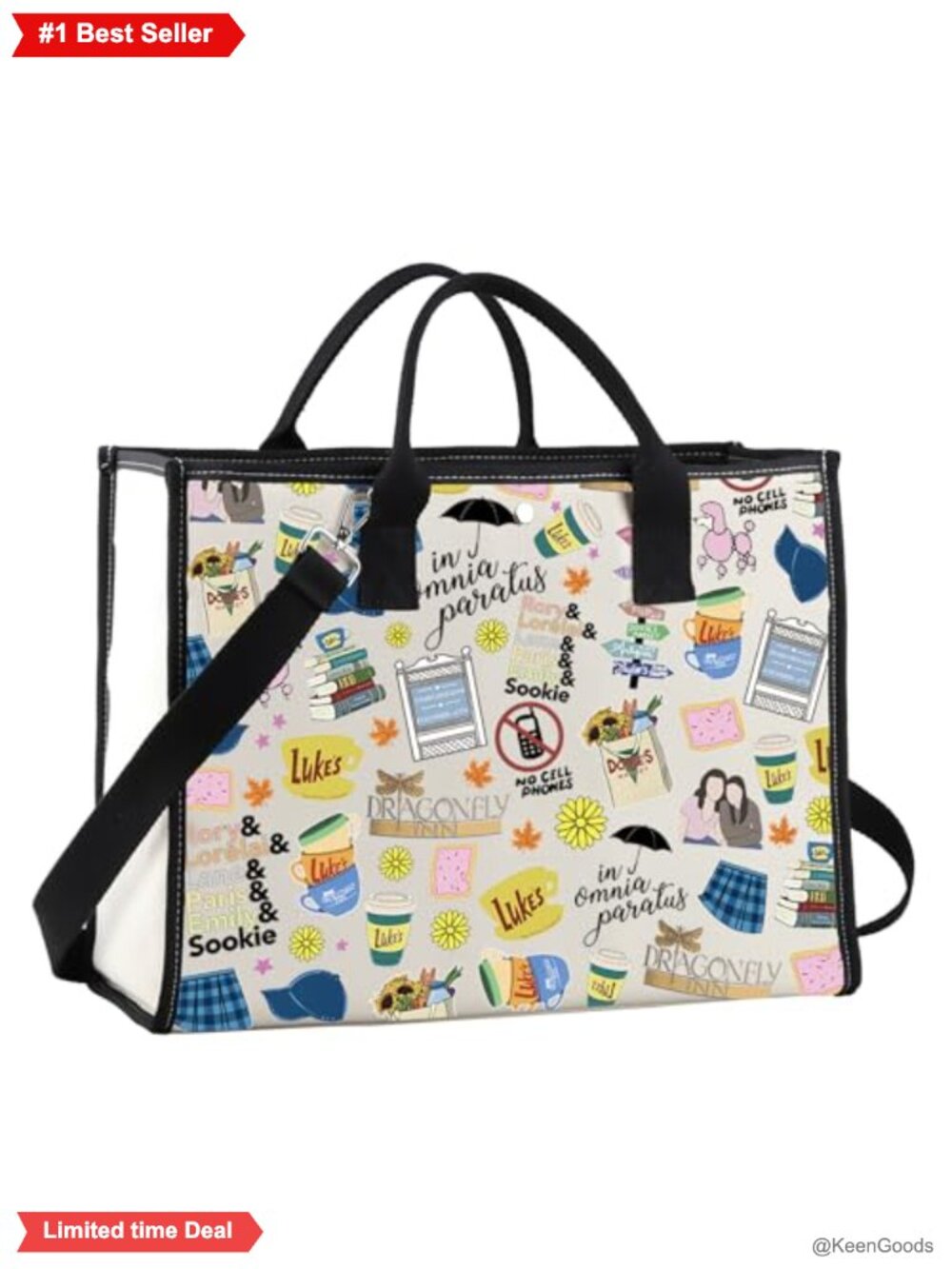 Cotton Canvas Tote Bag Luke's Diner TV Show Inspired Shoulder Bag